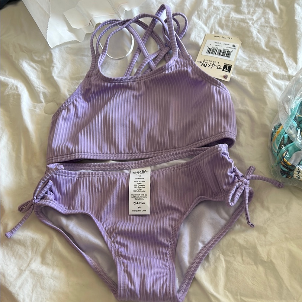 Salt Life Purple Ribbed Bikini Set